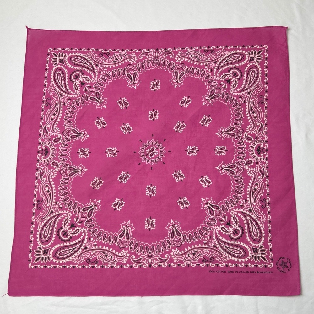 Wamcraft Unisex Vintage Paisley Cotton Bandana Scarf RN 14193 Magenta Pink USA